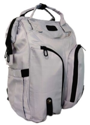 Mochila Daphne Gris – Diseño ergonómico en gris con compartimentos inteligentes, perfecta para madres y padres que buscan funcionalidad y estilo