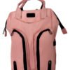 Mochila Daphne Rosa – Mochila de maternidad con diseño moderno y múltiples compartimentos en tono rosa, ideal para madres en movimiento